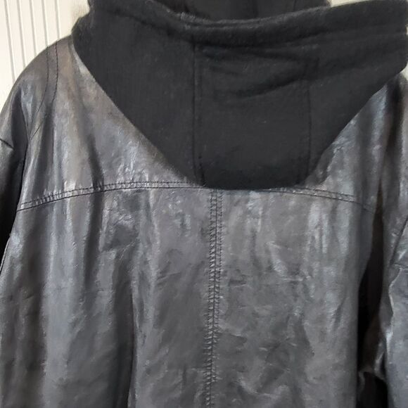 Kenneth Cole Men's Faux Leather Jacket With Hood - Picture 5 of 8